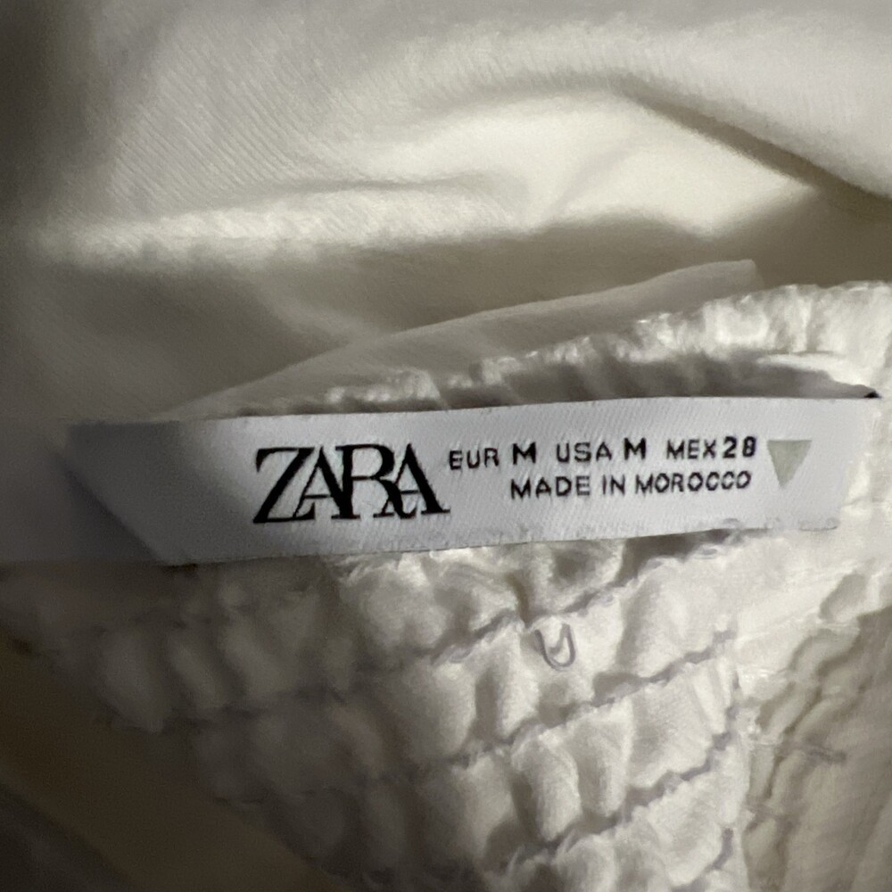 Zara White Denim Cutout Dress Medium Party Graduate  Casual - Picture 5 of 6